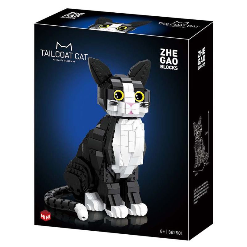 ZHEGAO 662501 Xếp hình lắp ráp ghép mô hình mèo tuxedo