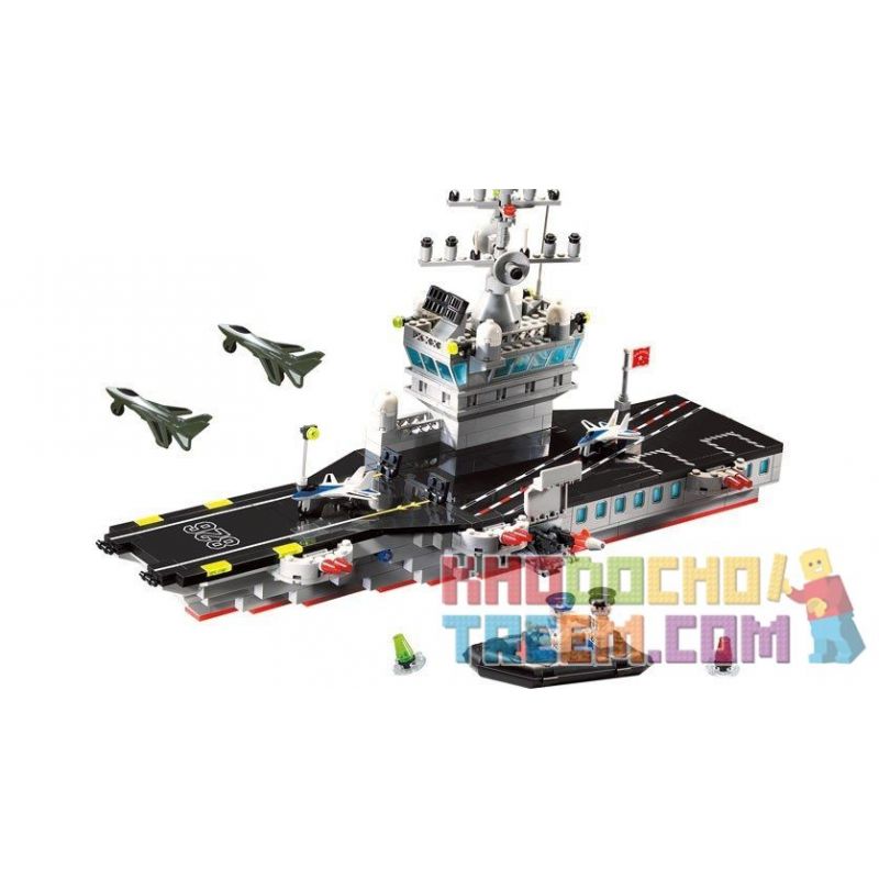 Enlighten 826 Qman 826 non  TÀU SÂN BAY bộ đồ chơi xếp lắp ráp ghép mô hình Military Army COMBATZONES AIRCRAFT CARRIER Quân Sự Bộ Đội 508 khối