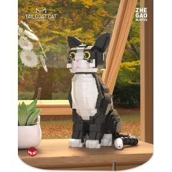 ZHEGAO 662501 Xếp hình lắp ráp ghép mô hình mèo tuxedo