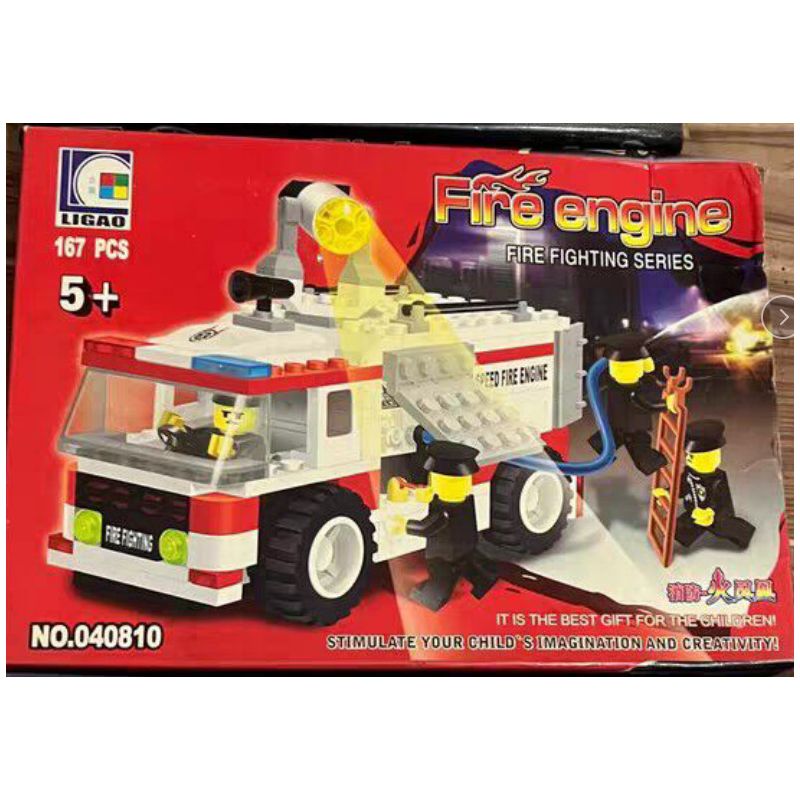 WANGE LIGAO Dr.Luck 040810 Xếp hình lắp ráp ghép mô hình xe cứu hỏa