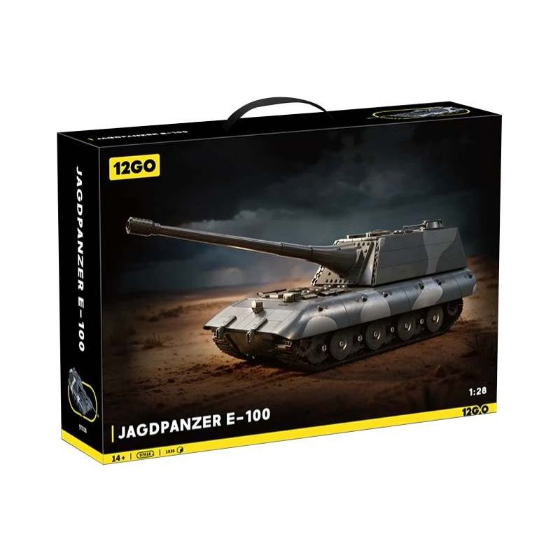 12GO 97018 Jagopanzer E-100 Xếp hình lắp ráp ghép mô hình Pháo chống tăng E-100 1:28