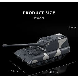 12GO 97018 Jagopanzer E-100 Xếp hình lắp ráp ghép mô hình Pháo chống tăng E-100 1:28