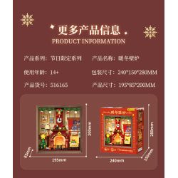 Wekki 516165 Xếp hình lắp ráp ghép mô hình Độc quyền Giáng sinh: Lò sưởi mùa đông ấm áp