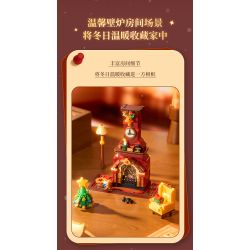 Wekki 516165 Xếp hình lắp ráp ghép mô hình Độc quyền Giáng sinh: Lò sưởi mùa đông ấm áp