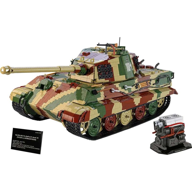 COBI 2808 Tiger II Königstiger Xếp hình lắp ráp ghép mô hình Xe tăng hạng nặng King Tiger 1:12