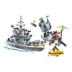 Enlighten 819 Qman 819 non  TẤN CÔNG CĂN CỨ TRÊN ĐẢO bộ đồ chơi xếp lắp ráp ghép mô hình Military Army COMBATZONES FORT OF THE ISLAND Quân Sự Bộ Đội 505 khối