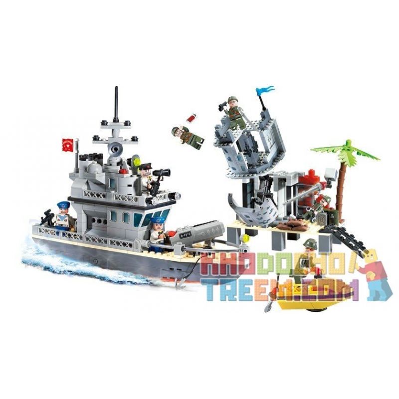 Enlighten 819 Qman 819 non  TẤN CÔNG CĂN CỨ TRÊN ĐẢO bộ đồ chơi xếp lắp ráp ghép mô hình Military Army COMBATZONES FORT OF THE ISLAND Quân Sự Bộ Đội 505 khối