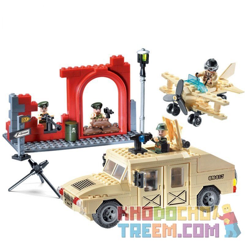 Enlighten 817 Qman 817 non  XE HUMMER BỌC THÉP bộ đồ chơi xếp lắp ráp ghép mô hình Military Army COMBATZONES HUMMERS Quân Sự Bộ Đội 323 khối