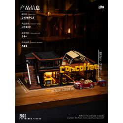 small angle JD113 Coffee Car Club Xếp hình lắp ráp ghép mô hình Quán cà phê sửa chữa ô tô
