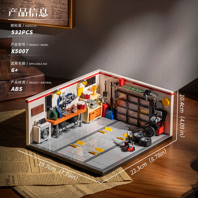 small angle X5007 Garage Xếp hình lắp ráp ghép mô hình Gara mini kiểu Mỹ