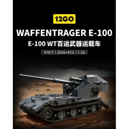 12GO 97017 BÁNH QUẾ E-100 1:28 tỷ lệ 1:28 bộ đồ chơi xếp lắp ráp ghép mô hình Military Army E-100 WT Quân Sự Bộ Đội 2036 khối
