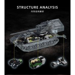 12GO 97017 BÁNH QUẾ E-100 1:28 tỷ lệ 1:28 bộ đồ chơi xếp lắp ráp ghép mô hình Military Army E-100 WT Quân Sự Bộ Đội 2036 khối