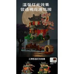 XMORK 20208 The Peach Garden Xếp hình lắp ráp ghép mô hình Chế độ xem phố 3 trong 1 của Taohuayuan