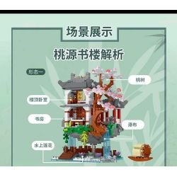 XMORK 20208 The Peach Garden Xếp hình lắp ráp ghép mô hình Chế độ xem phố 3 trong 1 của Taohuayuan