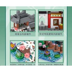 XMORK 20208 The Peach Garden Xếp hình lắp ráp ghép mô hình Chế độ xem phố 3 trong 1 của Taohuayuan