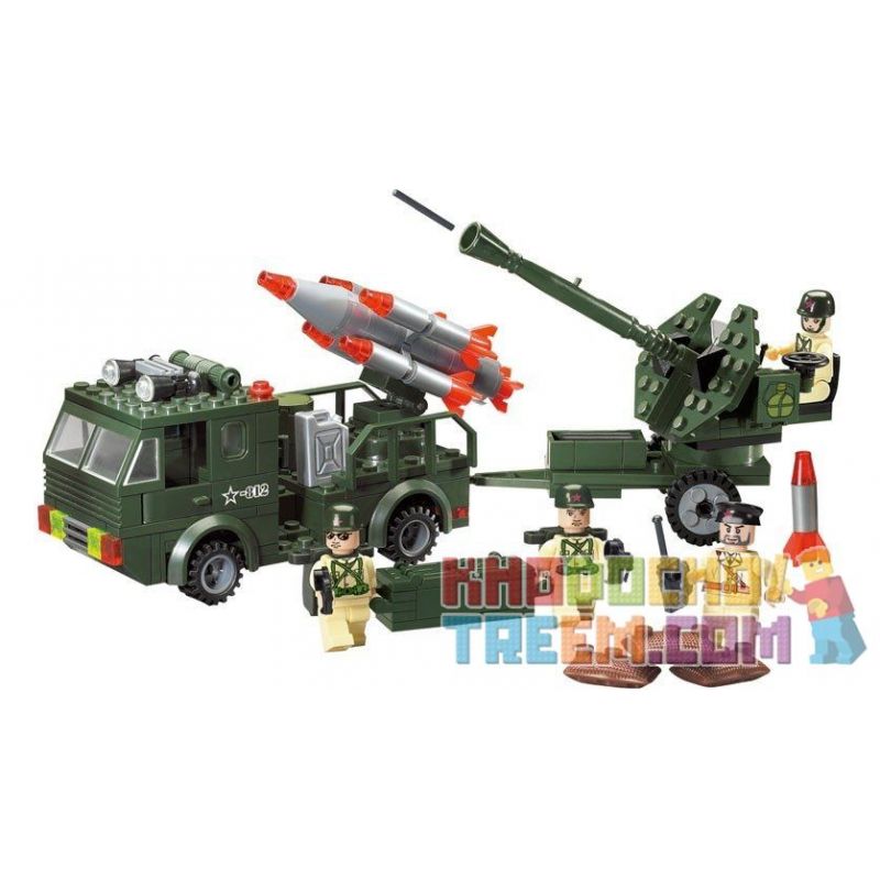 Enlighten 812 Qman 812 non  XE TẢI PHÓNG ROCKET KÉO PHÁO bộ đồ chơi xếp lắp ráp ghép mô hình Military Army COMBATZONES ROCKET Quân Sự Bộ Đội 242 khối
