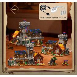XMORK 20207 Medieval Castle Town Xếp hình lắp ráp ghép mô hình Chế độ xem phố 3 trong 1 của Thị trấn Lâu đài thời Trung cổ