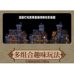 XMORK 20207 Medieval Castle Town Xếp hình lắp ráp ghép mô hình Chế độ xem phố 3 trong 1 của Thị trấn Lâu đài thời Trung cổ