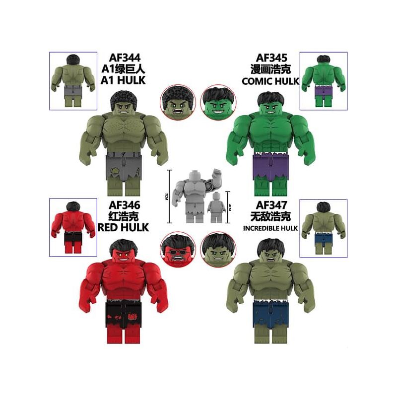 unknown AF344 unknown AF345 unknown AF346 unknown AF347 Hulk Xếp hình lắp ráp ghép mô hình Hulk 4 loại nhân vật nhỏ