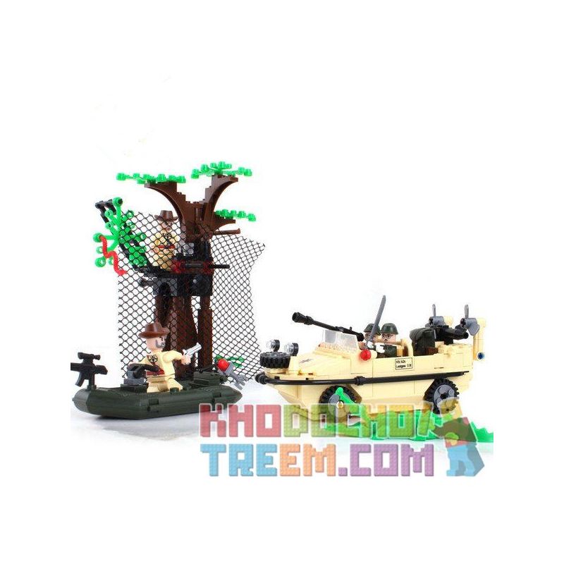Enlighten 813 Qman 813 non  CHIẾN ĐẤU TRÊN ĐẦM LẦY bộ đồ chơi xếp lắp ráp ghép mô hình Military Army COMBATZONES AMPHIBIAN VEHICLE Quân Sự Bộ Đội 272 khối