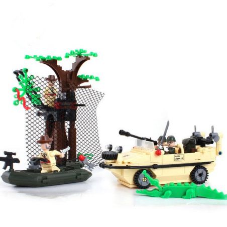 Enlighten 813 Qman 813 non  CHIẾN ĐẤU TRÊN ĐẦM LẦY bộ đồ chơi xếp lắp ráp ghép mô hình Military Army COMBATZONES AMPHIBIAN VEHICLE Quân Sự Bộ Đội 272 khối