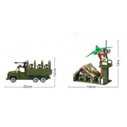 Enlighten 811 Qman 811 non  XE TẢI CHỞ QUÂN LÍNH 3 TRONG 1 bộ đồ chơi xếp lắp ráp ghép mô hình Military Army COMBATZONES CARRY TRUCK Quân Sự Bộ Đội 308 khối