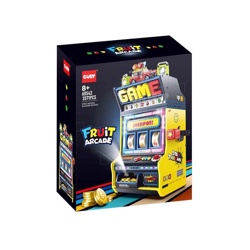 GULY 60542 Creative Fruit Arcade Xếp hình lắp ráp ghép mô hình Máy đánh bạc Rock and Roll hoài cổ