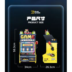 GULY 60542 Creative Fruit Arcade Xếp hình lắp ráp ghép mô hình Máy đánh bạc Rock and Roll hoài cổ