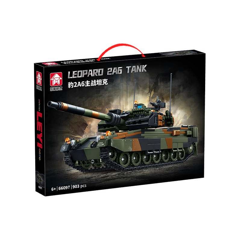 Le Yi 66097 Leoparo 2A6 Tank Xếp hình lắp ráp ghép mô hình Xe tăng chiến đấu chủ lực Leopard 2A6