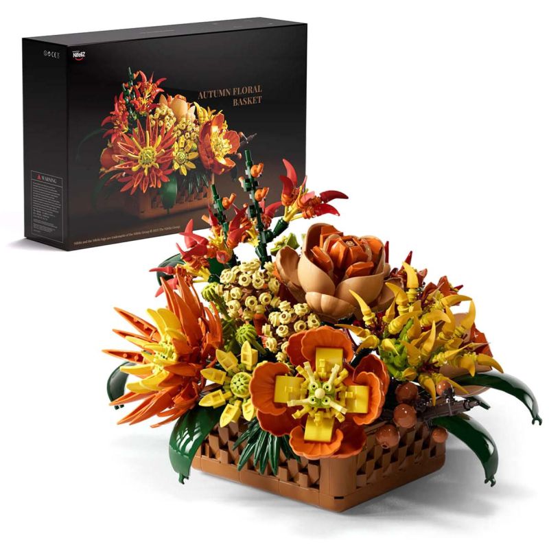 Nifeliz NF10325 Autumn Floral Basket Xếp hình lắp ráp ghép mô hình giỏ hoa mùa thu vàng