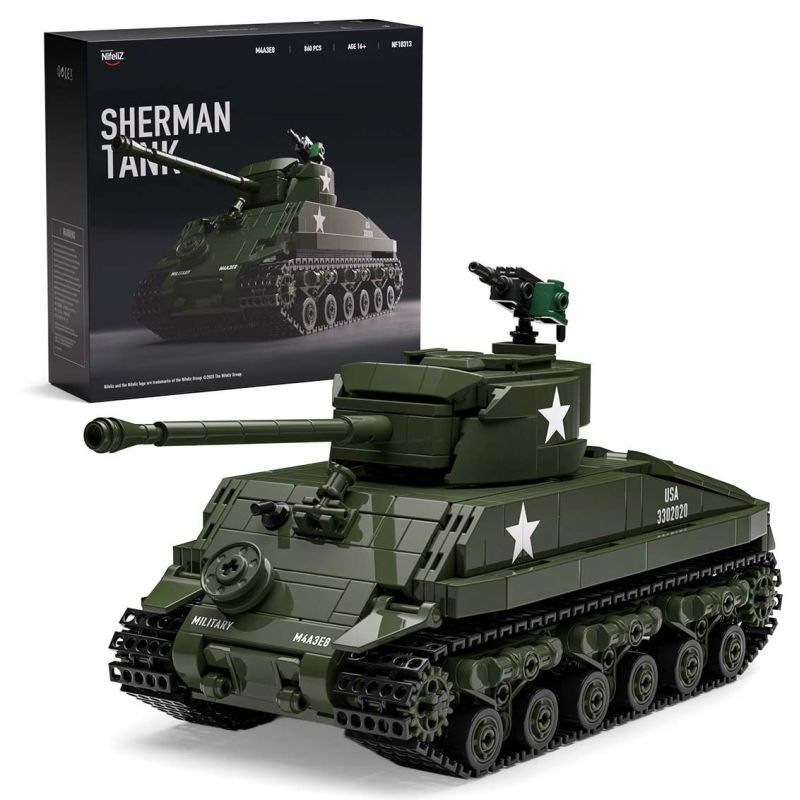 Nifeliz NF10313 Sherman Military Tank Xếp hình lắp ráp ghép mô hình Xe tăng M4 Sherman