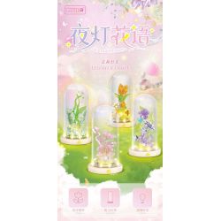 WOMA C2016 Eternal Flower Xếp hình lắp ráp ghép mô hình Ngôn ngữ hoa đèn đêm: Hoa hồng tím nở mãi