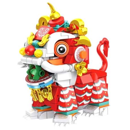 Forange FC8615 Fun Moving Yura Lion Dance Xếp hình lắp ráp ghép mô hình múa sư tử Yola