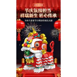 Forange FC8615 Fun Moving Yura Lion Dance Xếp hình lắp ráp ghép mô hình múa sư tử Yola