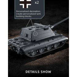 12GO 97019 E-100 Heavy Tank Xếp hình lắp ráp ghép mô hình Xe tăng hạng nặng E-100 1:28