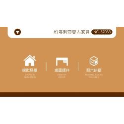 JIESTAR 57033 Victorian Vintage Furniture Xếp hình lắp ráp ghép mô hình 6 loại đồ nội thất theo phong cách cổ điển Victoria: máy đánh chữ, ghế sofa da đơn, TV, quả địa cầu, đồng hồ sàn, máy hát