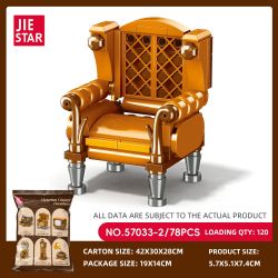 JIESTAR 57033 Victorian Vintage Furniture Xếp hình lắp ráp ghép mô hình 6 loại đồ nội thất theo phong cách cổ điển Victoria: máy đánh chữ, ghế sofa da đơn, TV, quả địa cầu, đồng hồ sàn, máy hát
