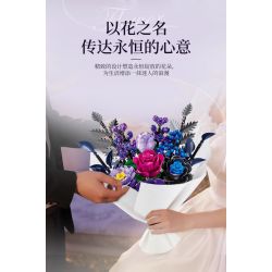 WOMA 15421 Purple Rose Xếp hình lắp ráp ghép mô hình Bó hoa hồng tím