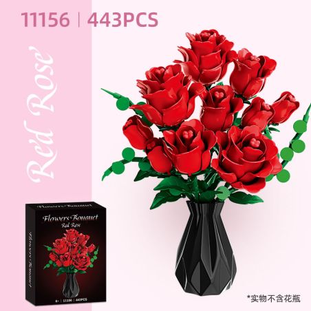 WOMA 11156 Red Rose Xếp hình lắp ráp ghép mô hình hoa hồng tình yêu