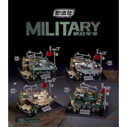 Souzosha B2173 Xếp hình lắp ráp ghép mô hình Xe tăng quân sự hạng nặng 4 mẫu