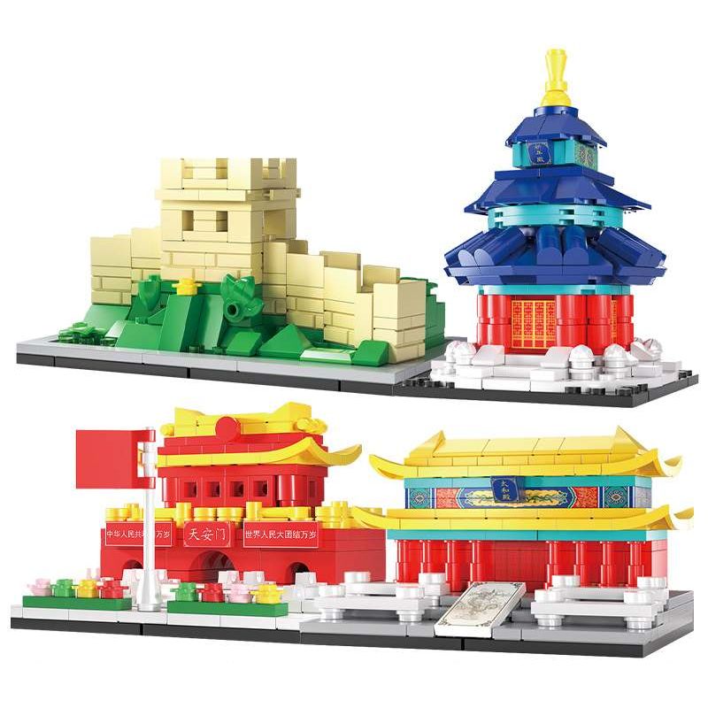 Hopeful 55500 Xếp hình lắp ráp ghép mô hình Kiến trúc Bắc Kinh 4 mô hình