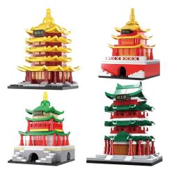 Hopeful 55501 Xếp hình lắp ráp ghép mô hình Bốn tòa nhà nổi tiếng 4 phong cách