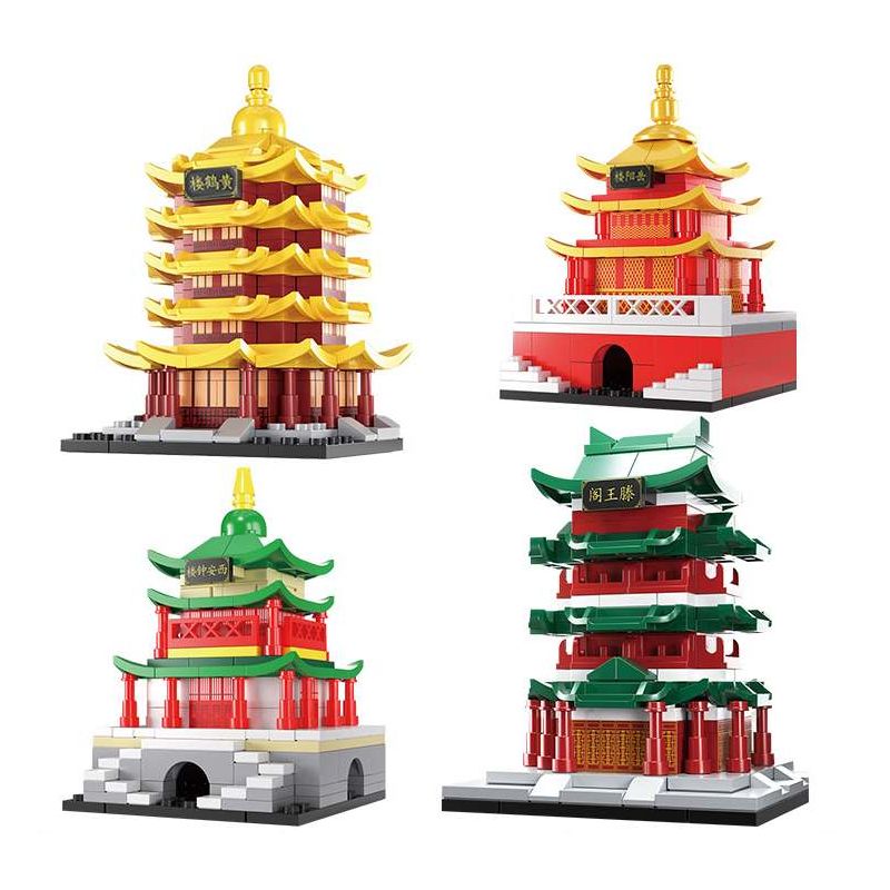 Hopeful 55501 Xếp hình lắp ráp ghép mô hình Bốn tòa nhà nổi tiếng 4 phong cách