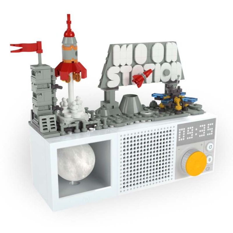 Gobricks B2025M Moon Station Xếp hình lắp ráp ghép mô hình Loa thông minh Xiaodu đế mặt trăng FUN