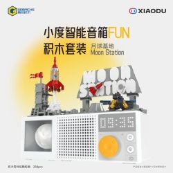 Gobricks B2025M Moon Station Xếp hình lắp ráp ghép mô hình Loa thông minh Xiaodu đế mặt trăng FUN