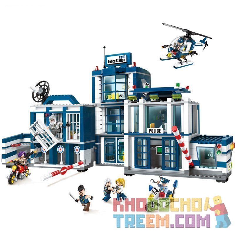 Enlighten 1918 Qman 1918 non  ĐỒN CẢNH SÁT bộ đồ chơi xếp lắp ráp ghép mô hình Police POLICE BATTLE FORCE 951 khối