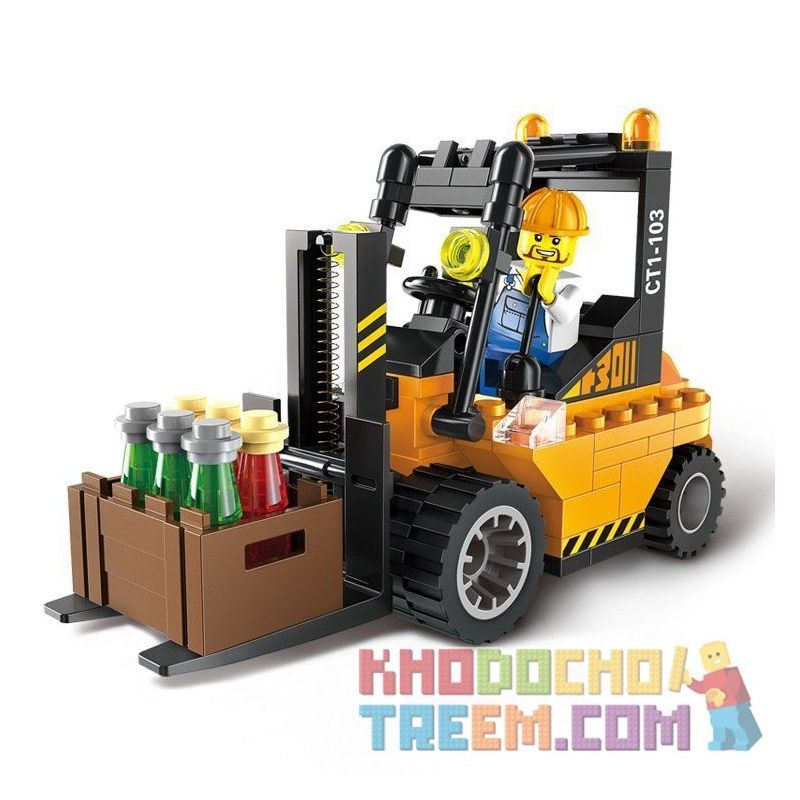 Enlighten 1103 Qman 1103 non  XE NÂNG HÀNG bộ đồ chơi xếp lắp ráp ghép mô hình City FORKLIFT Thành Phố 115 khối