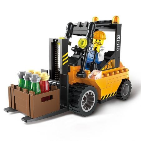 Enlighten 1103 Qman 1103 non  XE NÂNG HÀNG bộ đồ chơi xếp lắp ráp ghép mô hình City FORKLIFT Thành Phố 115 khối