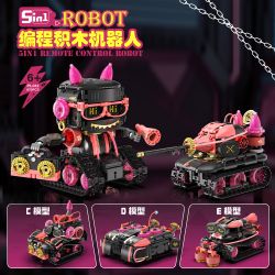 No license PL012 Xếp hình lắp ráp ghép mô hình Mèo âm nhạc biến thành robot 5 trong 1