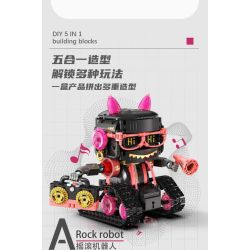 No license PL012 Xếp hình lắp ráp ghép mô hình Mèo âm nhạc biến thành robot 5 trong 1